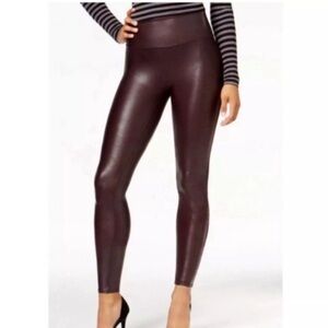 SPANX faux leather fabric leggings in Wine
Size LARGE